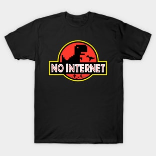 No Internet Pixel Art Dinosaur T-Shirt